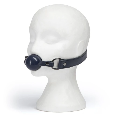 Тёмно-синий кляп-шар на кожаных ремешках No Bounds Collection Large Ball Gag