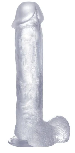 Прозрачный фаллоимитатор Realistic Cock 11" With Scrotum - 29,5 см.