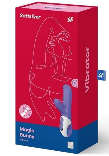 Фиолетовый вибратор Satisfyer Vibes Magic Bunny с клиторальным отростком - 17,6 см.